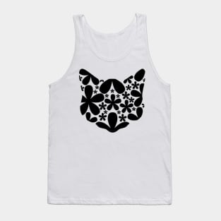 Black Floral Cat Tank Top